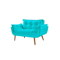 Poltrona Decorativa Sofá Namoradeira 2 Lugares Opalla Azul Turqueza - 3
