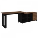 Ver imagem 4 de Mesa para Escritório Next 3 Gavetas 2 Prateleiras Ipê/preto - Artany Móveis