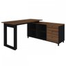 Mesa para Escritório Next 3 Gavetas 2 Prateleiras Ipê/preto - Artany Móveis - 1