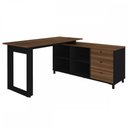 Ver imagem 1 de Mesa para Escritório Next 3 Gavetas 2 Prateleiras Ipê/preto - Artany Móveis