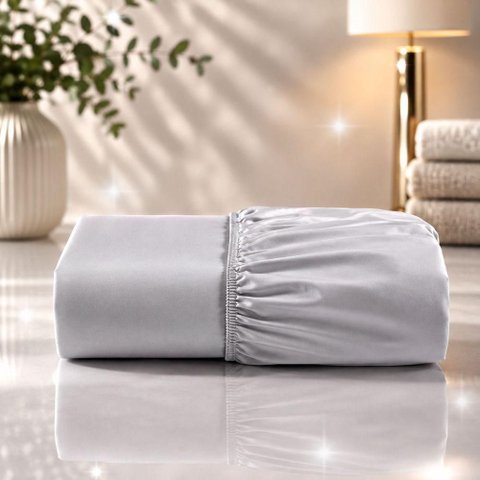 Jogo de Cama Quality Queen Micropercal 600 Fios Macio Cinza Casa Show Enxovais