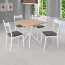 Ver imagem 1 de Conjunto de Mesa Tampo 75cm Laminado com 4 Cadeiras Ana Branco/Marrom