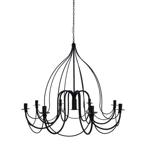 Lustre Luminária Ferro Teto Rústica Salão Decoração Pé Direiro 8 Braços
