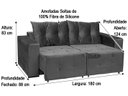Ver imagem 6 de Sofá Retrátil 1,80 M Bege 511 Esther
