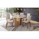 Ver imagem 1 de Conjunto Mesa de Jantar Vértice Redonda com Vidro e 6 Cadeiras Elena Henn - Nature/off White/linho