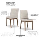 Ver imagem 4 de Conjunto Mesa de Jantar Vértice Redonda com Vidro e 6 Cadeiras Elena Henn - Nature/off White/linho