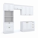 Ver imagem 2 de Cozinha Compacta Modulada 4 Peças 100% MDF com Torre Quente e Balcão sem Tampo Branca/Calcare Emily