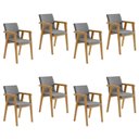 Ver imagem 1 de Kit 8 Cadeiras com Braço para Sala de Jantar com Pés Madeira Maciça Flora