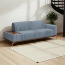 Ver imagem 2 de Sofá Molino 3 Lugares 180cm C/mesa Auxiliar Direito Pés Ouro.f Bouclé Azul Claro - Nexta Casa