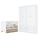 Ver imagem 1 de Berço Americano Katatau Branco Acetinado - Reller e Guarda Roupa Infantil Americano 4 Portas Branco