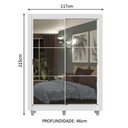 Ver imagem 3 de Guarda-Roupa Solteiro Madesa Dallas 2 Portas de Correr de Espelho 2 Gavetas com Pés Branco Cor:Branc