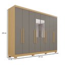 Ver imagem 4 de Guarda-roupa Casal Pinheiro 8 Portas 4 Gavetas com Pés e Espelho Jequitibá/granizo - Pnr Móveis