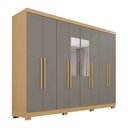 Ver imagem 3 de Guarda-roupa Casal Pinheiro 8 Portas 4 Gavetas com Pés e Espelho Jequitibá/granizo - Pnr Móveis
