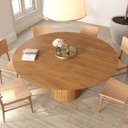 Ver imagem 5 de Mesa de Jantar Redonda 160cm Scandi 9 Lugares Lamina Natural de Madeira Mel