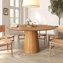 Ver imagem 4 de Mesa de Jantar Redonda 160cm Scandi 9 Lugares Lamina Natural de Madeira Mel