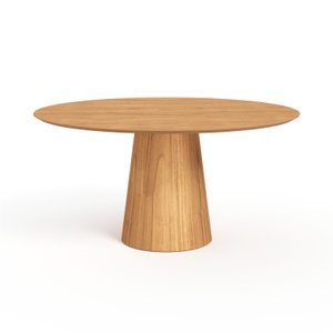 Mesa de Jantar Redonda 160cm Scandi 9 Lugares Lamina Natural de Madeira Mel