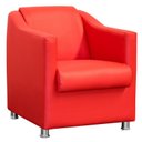 Ver imagem 2 de Kit 2 Poltronas Decorativa Biane Couro Vermelho Pés Cromado Mz Decor
