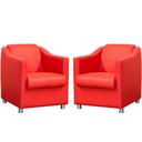 Ver imagem 1 de Kit 2 Poltronas Decorativa Biane Couro Vermelho Pés Cromado Mz Decor