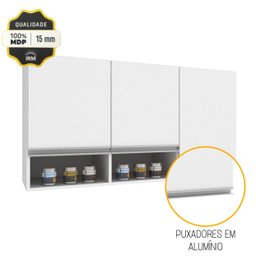 Balcão de pia 1,20 com Tampo + Aéreo Athena Branco - Megasul - 2