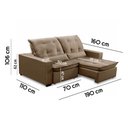 Ver imagem 2 de Sofa Retratil Reclinavel 2 Lugares 1,90m Atlantis Veludo Bege Capuccino Lansofbr