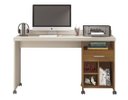 Ver imagem 2 de Mesa de Computador Escrivaninha Office Rodízios Gaveta e Nichos Slim:Off White/Freijó