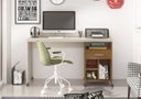 Ver imagem 1 de Mesa de Computador Escrivaninha Office Rodízios Gaveta e Nichos Slim:Off White/Freijó