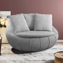 Ver imagem 2 de Kit 02 Poltronas Giratórias para Sala de Estar Kira M03 Bouclê Cinza - Lyam Decor