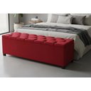 Ver imagem 3 de Puf Baú Recamier Estofado Casal Cor Vermelho 140x40x45cm Tecido em Veludo Suede Liso - Alta Qualidad
