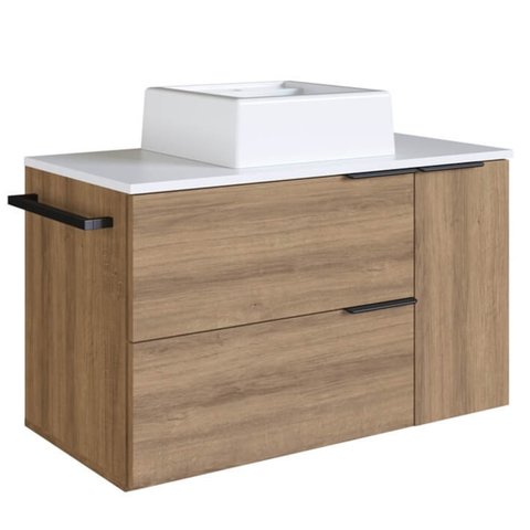 Gabinete para Banheiro com Cuba 01 Gav 80cm Mel Branco Proddy