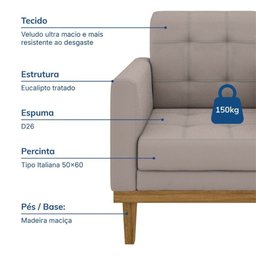 Poltrona Decorativa Fox em Veludo Just Time - 6