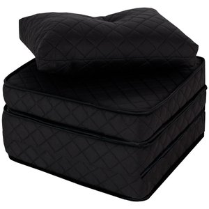 Puff Multiuso Bordado Matelassê com Travesseiro 3 em 1 Solteiro Preto Bf Colchões