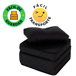 Puff Multiuso Bordado Matelassê com Travesseiro 3 em 1 Solteiro Preto Bf Colchões - 8