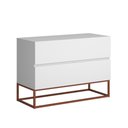 Ver imagem 4 de Mesa Cabeceira Eros 60cm 2 Gavetas MDF Branco Estilo Industrial Pés de Ferro Cobre