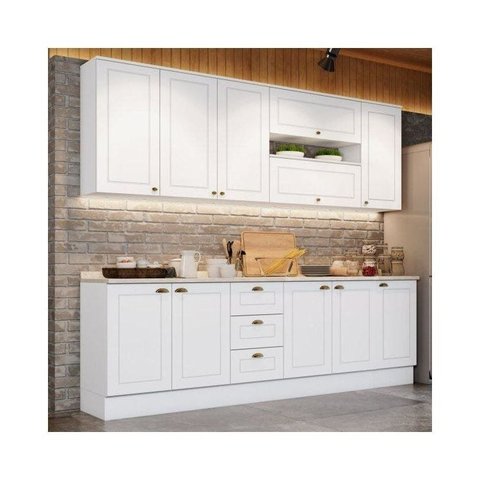 Cozinha Compacta Modulada 7 Peças Emily Branco/HP/Calcare
