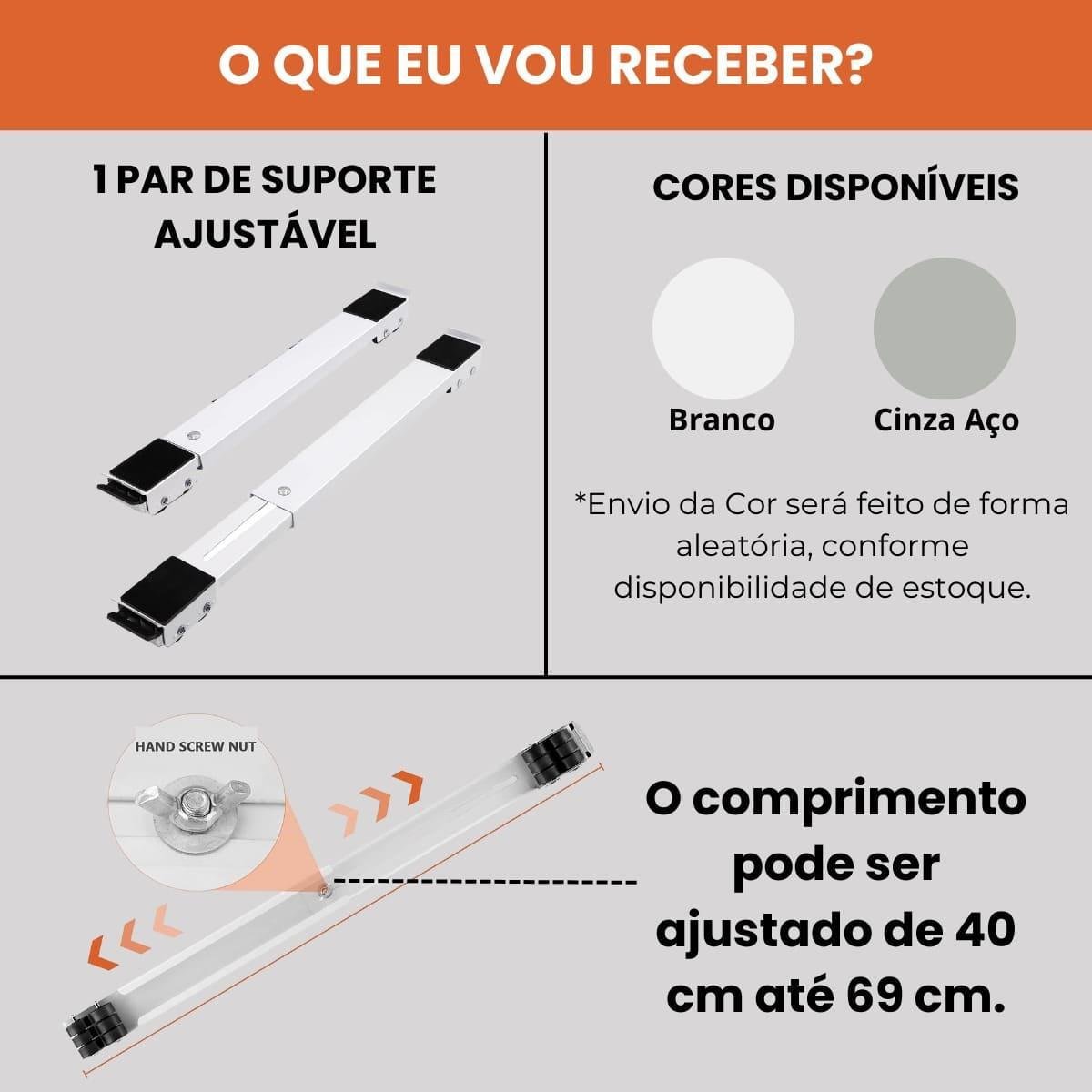 Suporte Rodinhas Ajustável Base Máquina Lavar Fogão, - 6