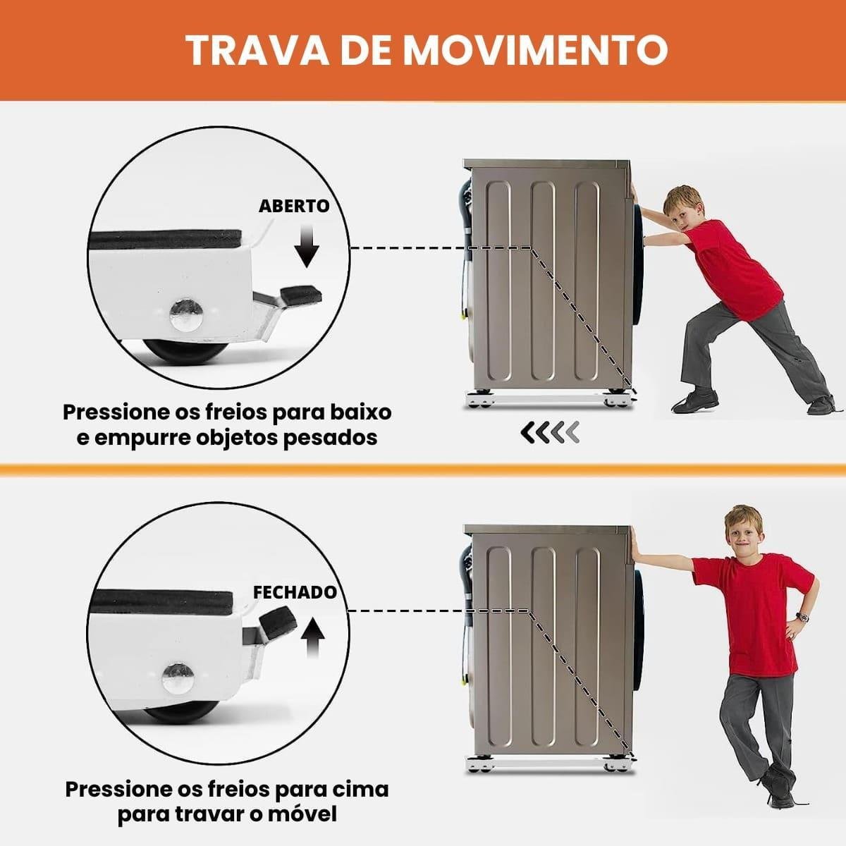 Suporte Rodinhas Ajustável Base Máquina Lavar Fogão, - 7