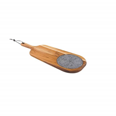 TABUA PARA QUEIJOS PROVENCE MADEIRA TECA 48X19CM COM CABO E PEDRA TRAMONTINA 10239735