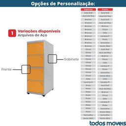 Armário de Arquivo Oficio 4 Gavetas Pandin 47 Cm (larg) Aço Branco C/ Frente Gaveta Cinza C/ Chave - 5