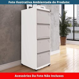 Armário de Arquivo Oficio 4 Gavetas Pandin 47 Cm (larg) Aço Branco C/ Frente Gaveta Cinza C/ Chave - 6