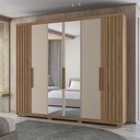 Ver imagem 2 de Guarda Roupa Roupeiro Araguaia 6 Portas 4 Gavetas com Espelho Carvalho Fendi Moval