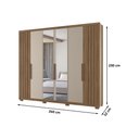 Ver imagem 3 de Guarda Roupa Roupeiro Araguaia 6 Portas 4 Gavetas com Espelho Carvalho Fendi Moval