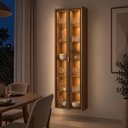 Ver imagem 5 de Cristaleira Armário Suspenso LED 2 Portas Vidro Reflecta Prateleiras de Vidro Sala Jantar Canella