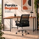 Ver imagem 4 de Conjunto de Escritório Mesa Pérola e Cadeira Begônia Mesh Preto