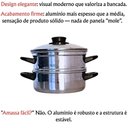Ver mais imagens de Panelas Cozimento a Vapor Cozivapor de Alumínio 2 em 1 Tampa de Vidro Rizzolar - Polido - 1.8 L