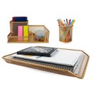 Ver imagem 1 de Kit Porta Caneta Lápis Organizador Mesa Bandeja Dourado E24h