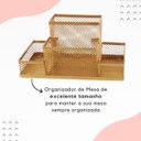 Ver imagem 3 de Kit Porta Caneta Lápis Organizador Mesa Bandeja Dourado E24h