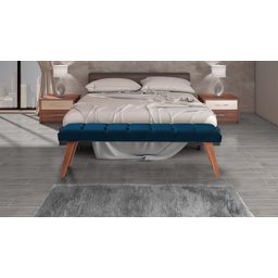 Puff Decorativo Recamier Barcelona - Tecido Linho Azul Claro - 2