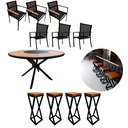 Ver imagem 1 de Kit Mesa Jantar Madeira 6 Cadeiras Externa Banquetas Cozinha