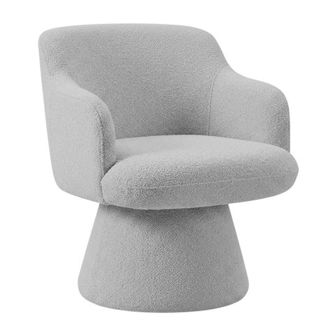 Poltrona Jade Base Cone Giratória Bouclé Cinza Claro - Nexta Casa