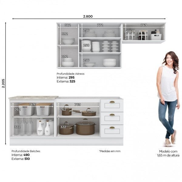 Cozinha Compacta 4 Peças com Aéreo para Geladeira Emily Henn - 4
